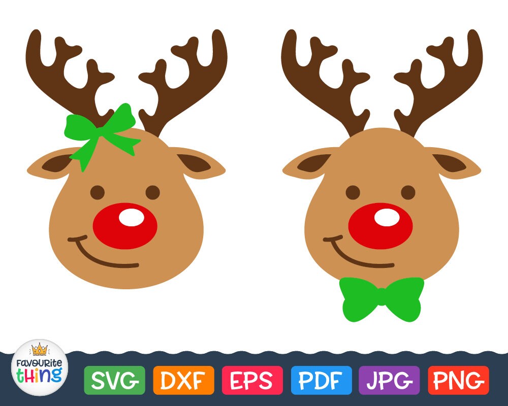 Download Rudolph Svg Santa Reindeer Head with Red Nose Svg Christmas | Etsy