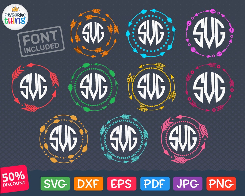 Download ARROW MONOGRAM Frame Svg files download Circle Arrow Frame ...