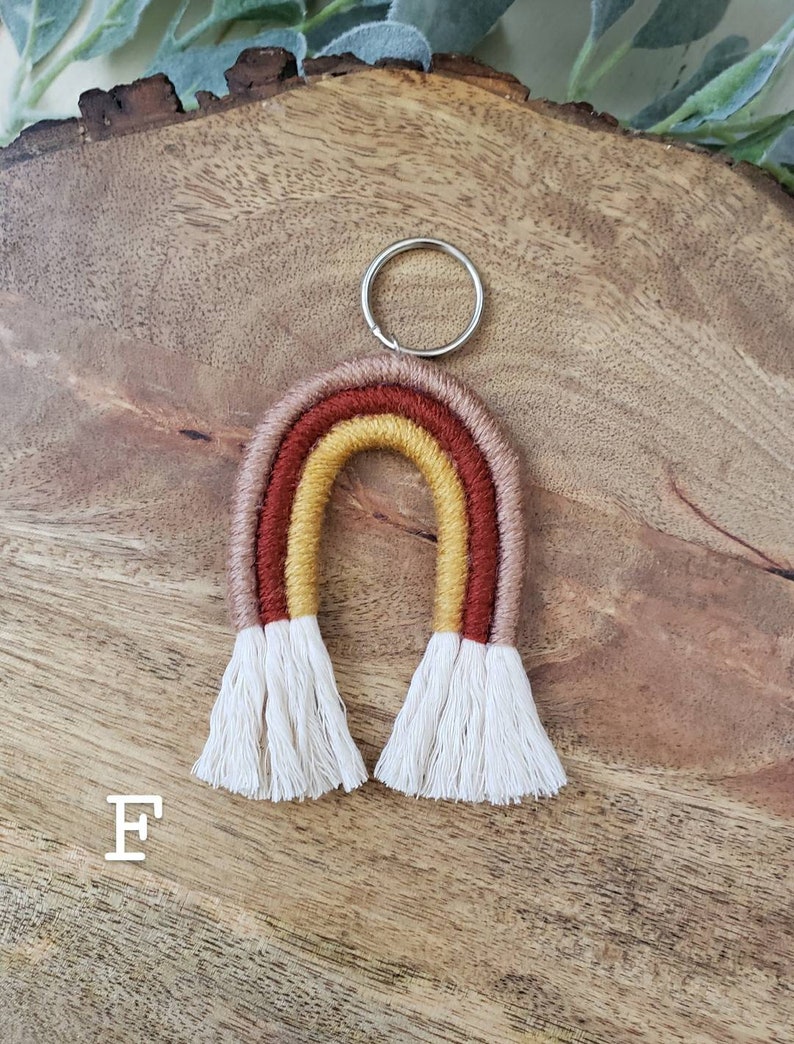 Macrame Rainbow Keychain Boho Keychain Rainbow Macrame Etsy