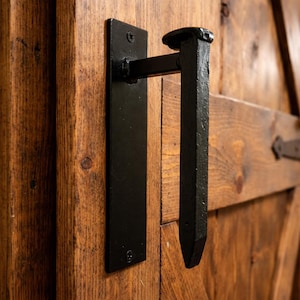 Hand Forged Railroad Spike Barn Door Handle - Rustic Farmhouse Door Pull - Heavy Duty Gate Handle - Made in USA