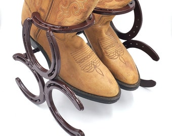 1 pair Horseshoe Cowboy Boot Rack | Horseshoe Boot Storage | Wild West Decor | Metal Boot Rack | Cowboy Boot Rack