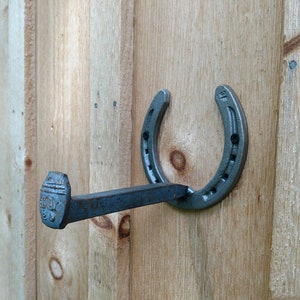 Rustic Horseshoe Wall Hook with Railroad Spike - Handmade Western Farmhouse Coat Hook, Key Holder