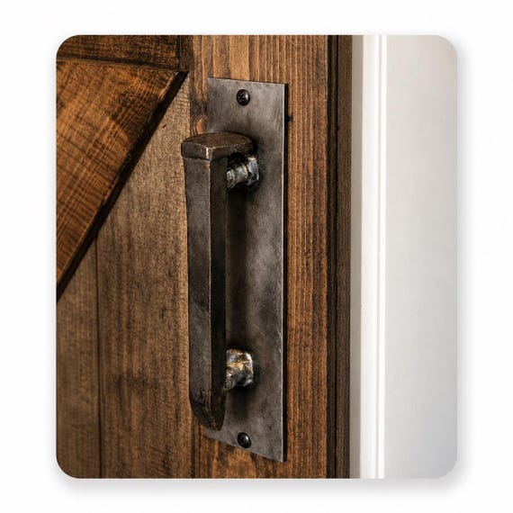 Handmade Railroad Spike Barn Door Handle – Rustic Industrial Heavy Duty Door Pull