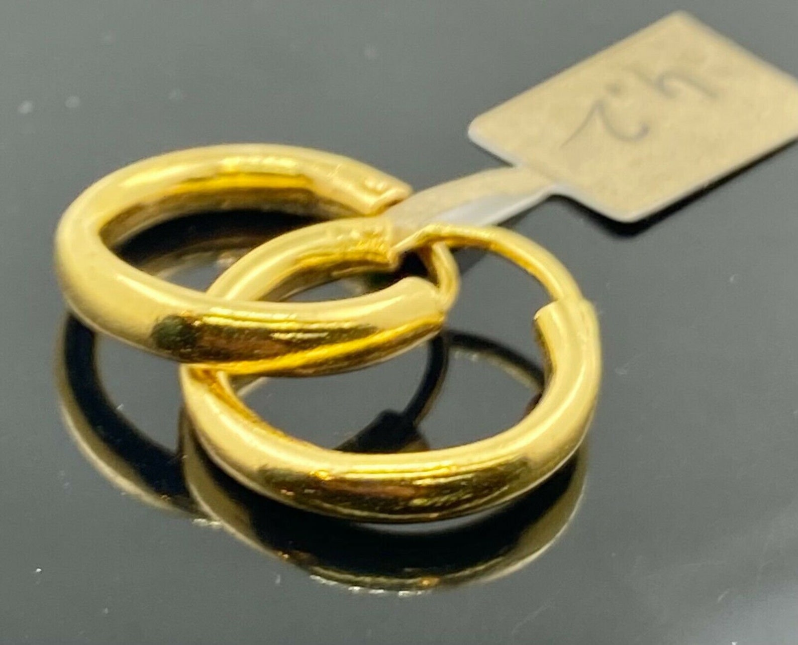 22k Earrings Solid Gold Men Jewelry Simple Plain Glossy Hoop Etsy