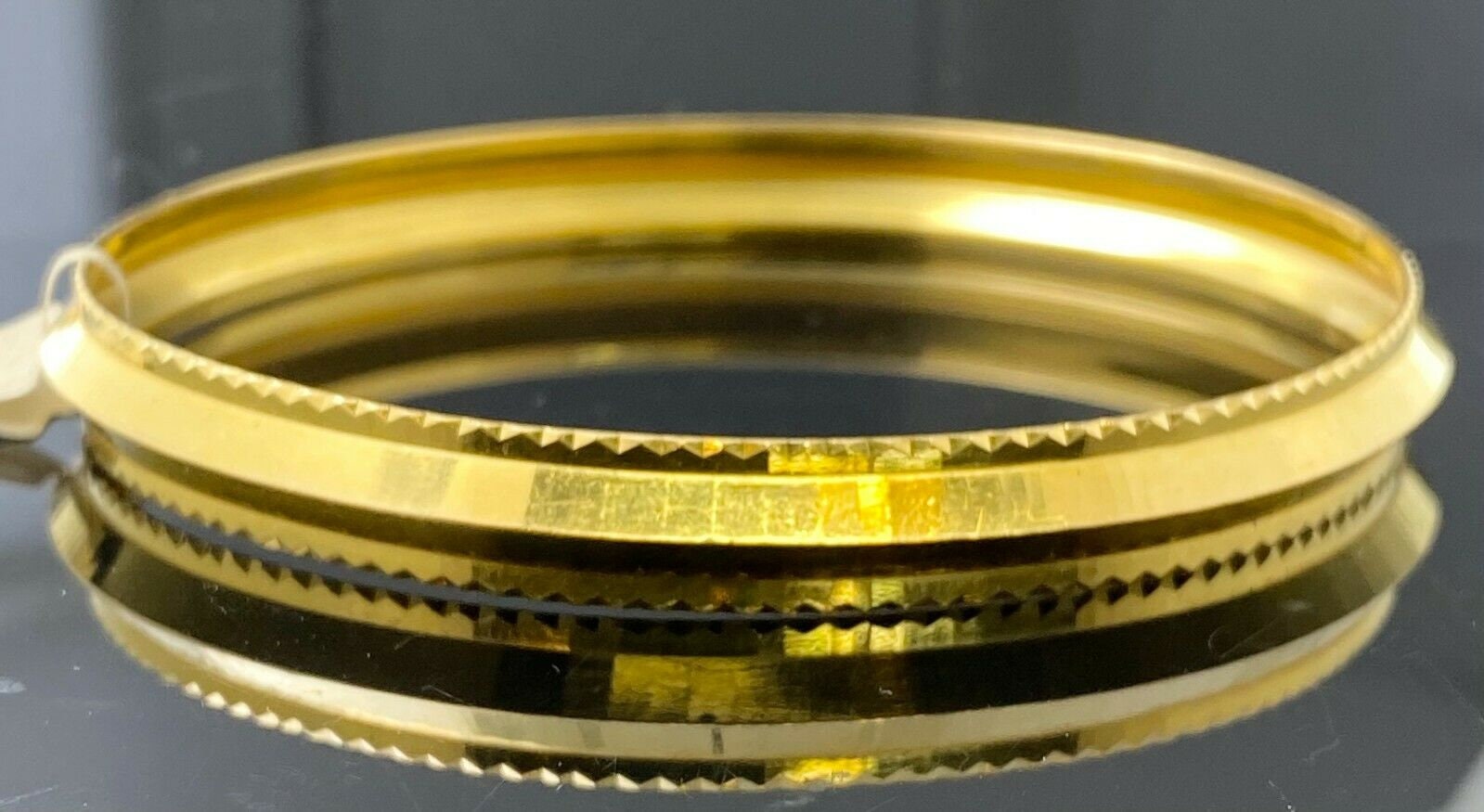 22k Bangle Solid Gold Simple Men Kara Diamond cut High Etsy