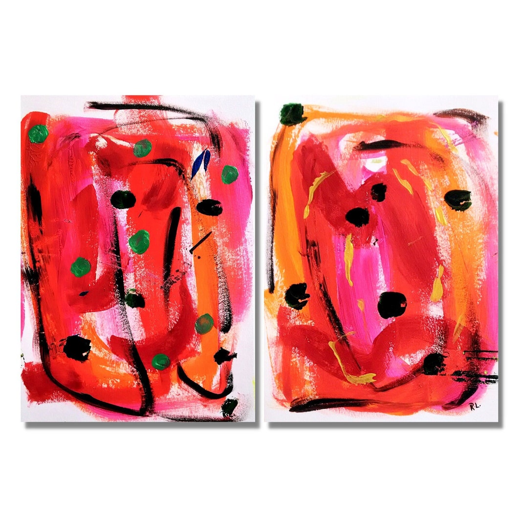 2 Piece Wall Art Abstract Art Diptych Set of Two Wall Decor for Office ...