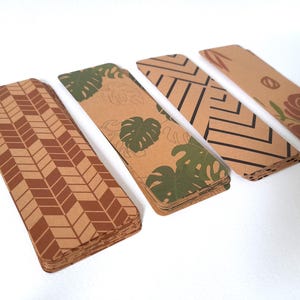 1Pc Rustic Paper Bookmark with Illustration Monstera Plant, Arrow Fletching, Floral Minimalist, Black Tribal Line, Small Gift for Book Lover