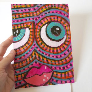Face Abstract Wall Art for Maximalist Decor Living Room Funny Face Painting Maximalist Wall Art Abstract Face Painting Colorful Wall Decor