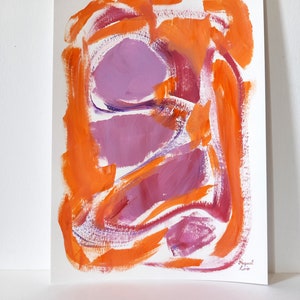 One of One Abstract Art Lilac and Orange Painting Trendy Wall Decor Colorful Original Artwork Contemporary Decoration Housewarming Gift
