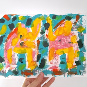 Yellow Elephant Artwork Original Painting Abstract, Colorful African Inspired Wall Decor, Colourful Animal Art, Ethnic Decorative Item