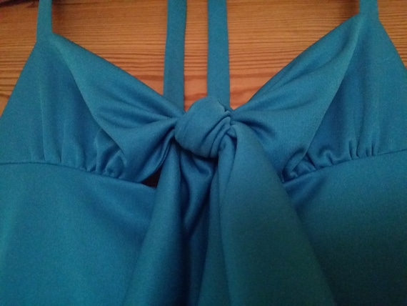 1970s Cocktail dress royal turquoise/caribbean bl… - image 1