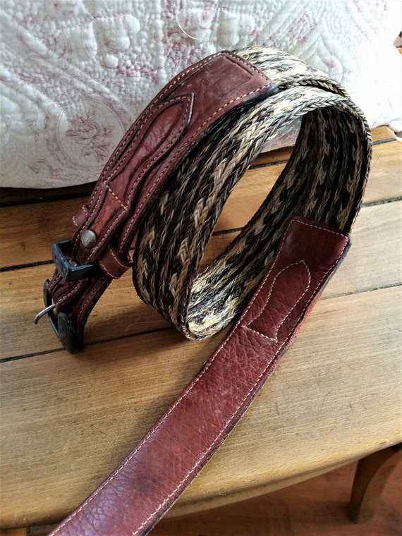 1980s Horsehair and leather belt