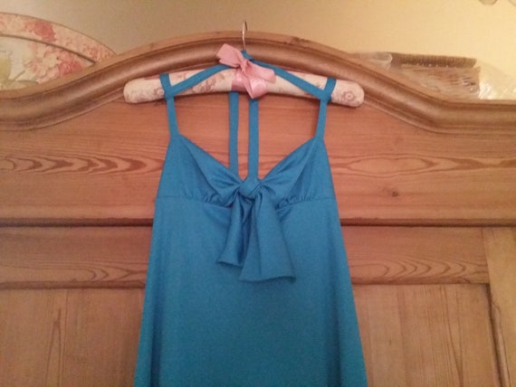 1970s Cocktail dress royal turquoise/caribbean bl… - image 3