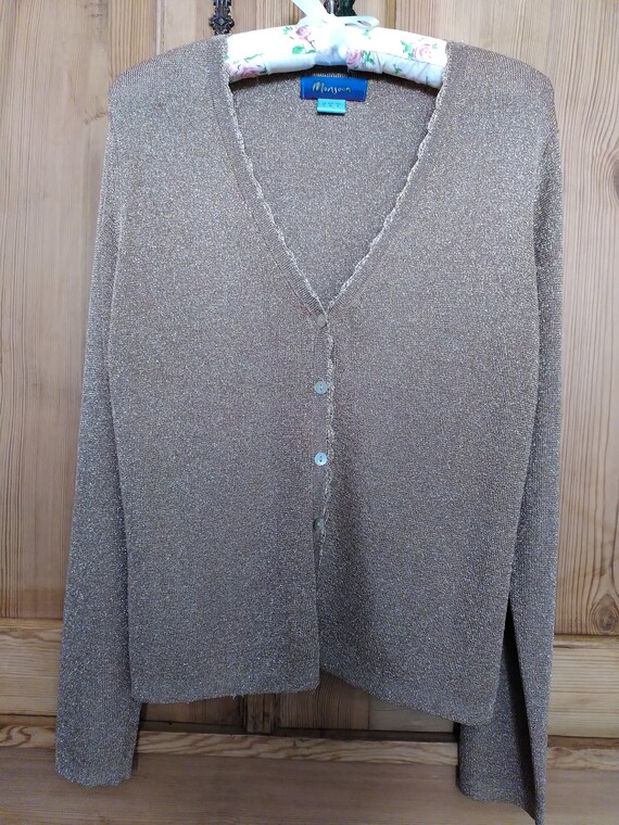 2000s Monsoon antique gold top/cardigan/jumper size… Gem