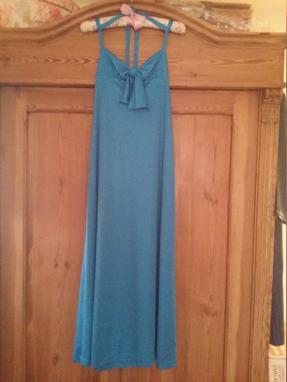 1970s Cocktail dress royal turquoise/caribbean bl… - image 7