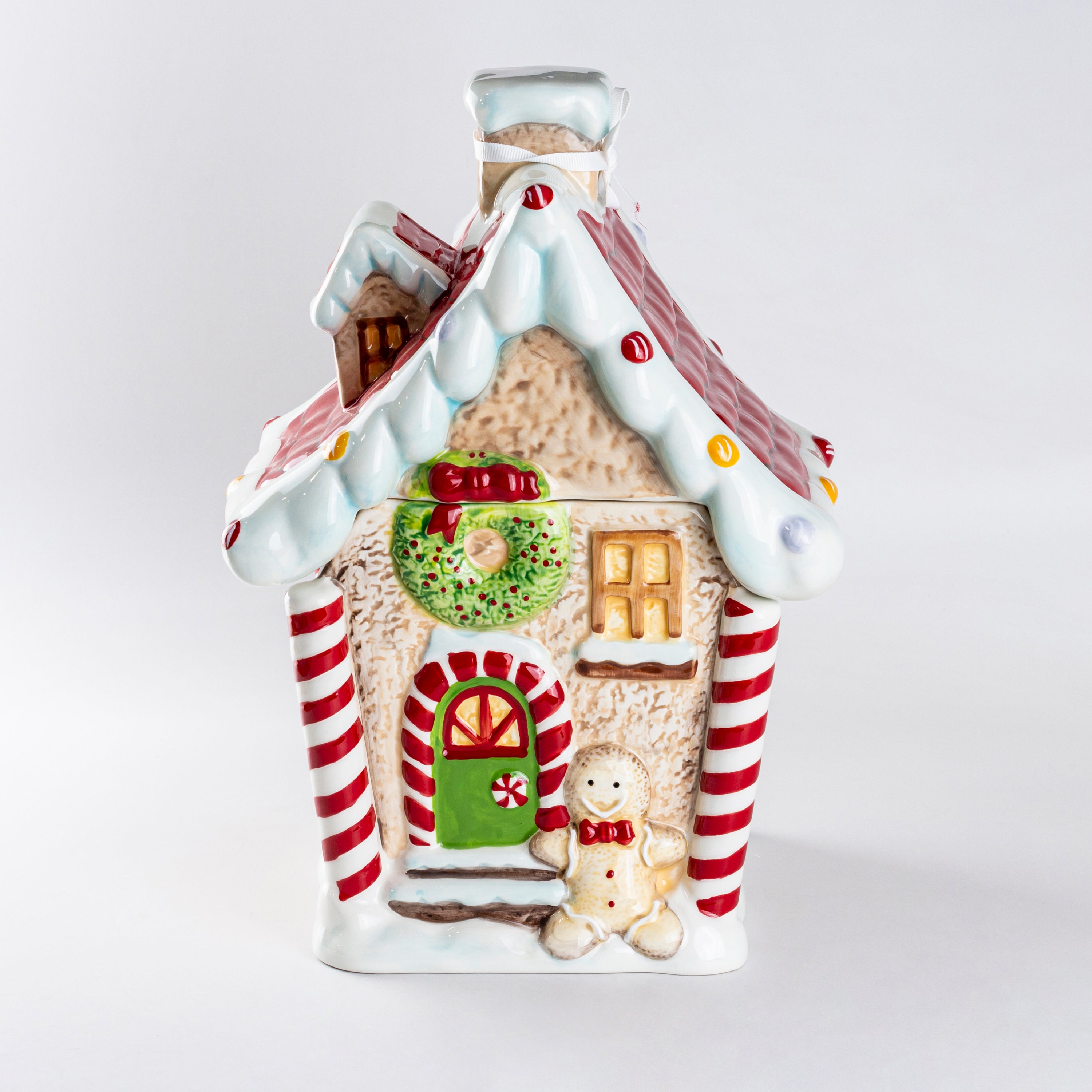 2.4 qt. Gingerbread House Ceramic Cookie Jar Christmas Etsy