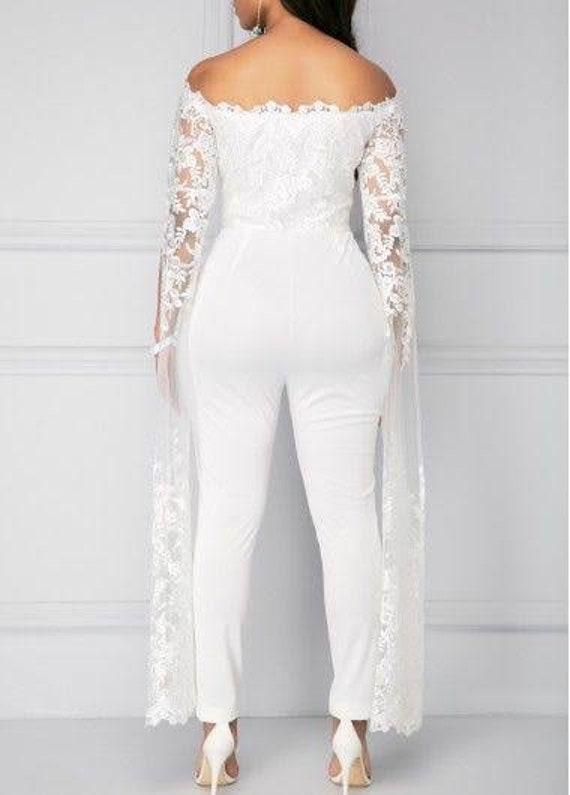 white lace long sleeve jumpsuit