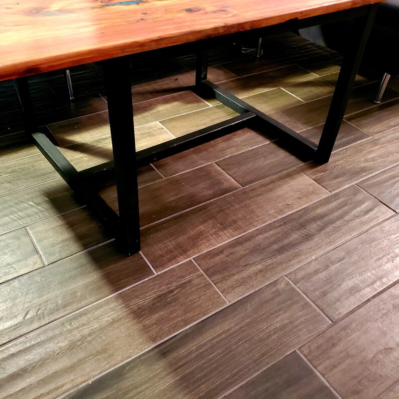 Cedar Wood Coffee Table With Blue Resin Etsy