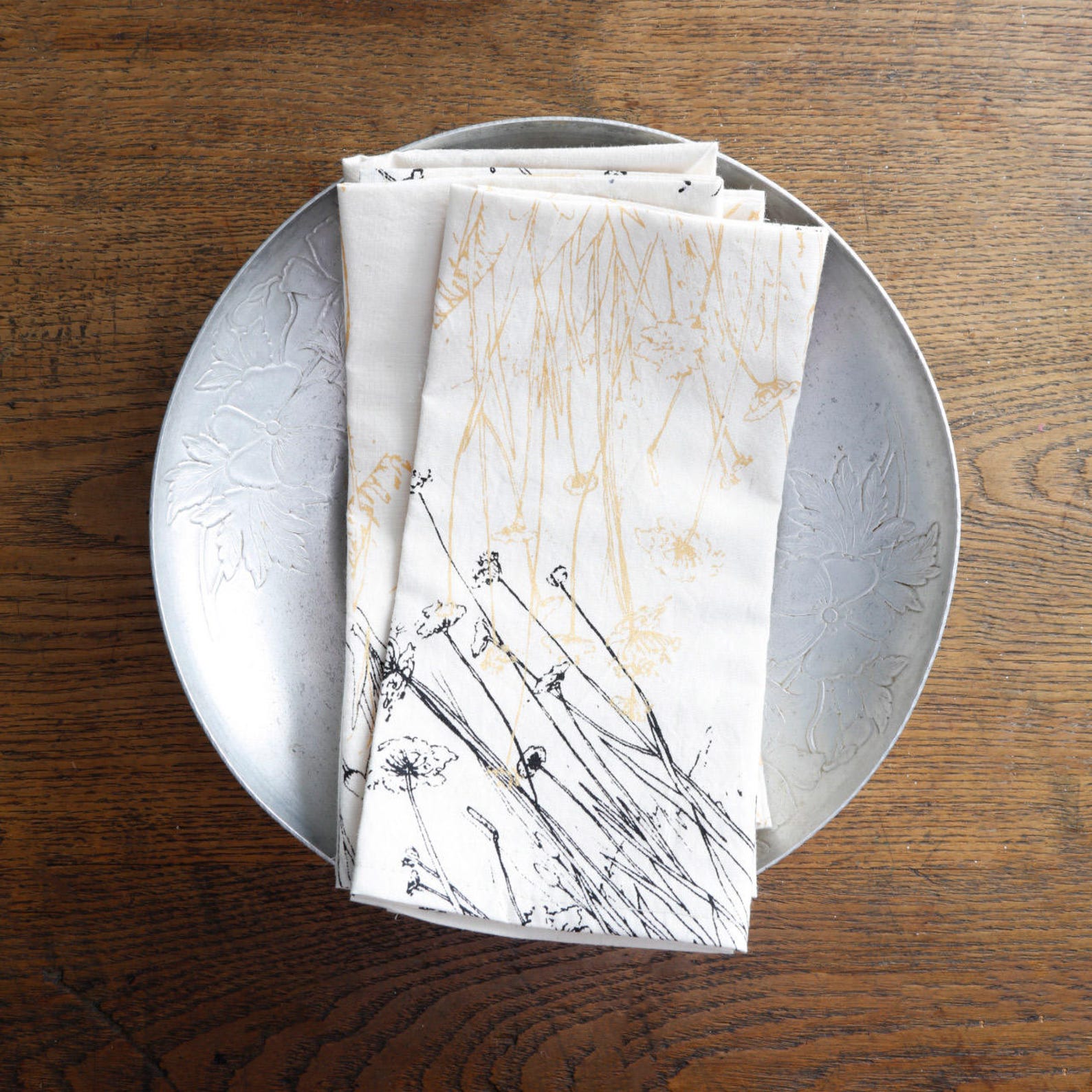 Cloth Napkins Ivory Black and Gold Cloth Table Napkins Etsy