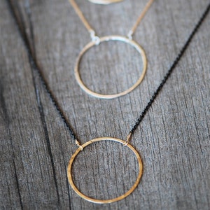 Large karma circle necklace, gold filled or sterling silver