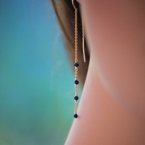 Blue sapphire threader earrings