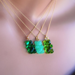 Gummy bear pendants, Greens, Murano glass