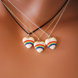 Authentic Vintage rainbow heart pendant white, anamitri exclusive