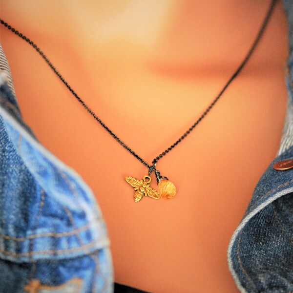 Bee charm necklace