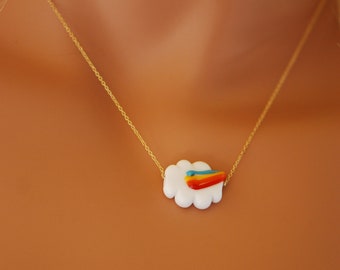Murano glass rainbow cloud necklace