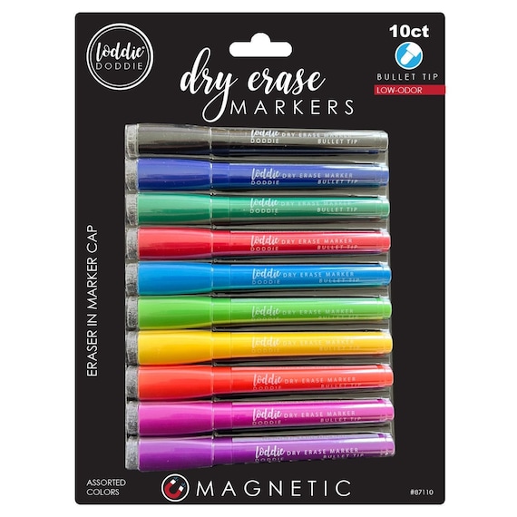 U Brands Liquid Glass Board Dry Erase Markers with Erasers, Low O