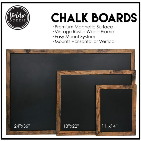 Magnetic Wall Chalkboard Monthly Calendar, Rustic Wood Frame Large Chalkboard Calendar, 24 inch x 30 inch, Wall Mount, with Chalk Markers & Magnets