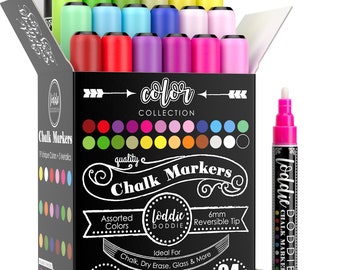 Chalkola Chalk Markers & Metallic Colors - Pack of 16 Chalk Pens - for