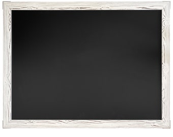 LARGE 34.5" x 46" Rustic White Wood Framed Magnetic Chalkboard