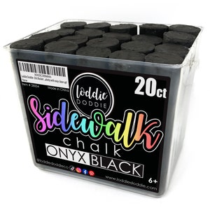 Loddie Doddie- 20ct Bucket of Sidewalk Chalk- Onyx Black- Long lasting Non-Toxic Jumbo Sticks- Reusable Bucket