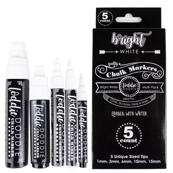 5ct Multi-size Tips Chalk Markers Bright White 