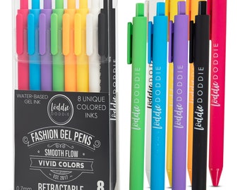 8ct Retractable Gel Pens with Soft Touch barrel