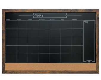 24x36 Chalkboard Calendar and Bulletin Combo Board- Magnetic Chalkboard Surface, perfect for chalk markers