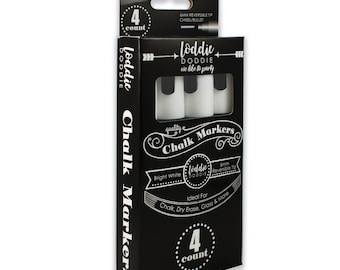 4 Count Bright White Liquid Chalk Markers by Loddie Doddie 