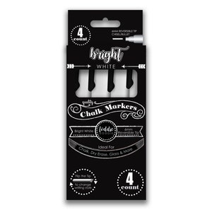 4 Count Bright White Liquid Chalk Markers by Loddie Doddie image 1