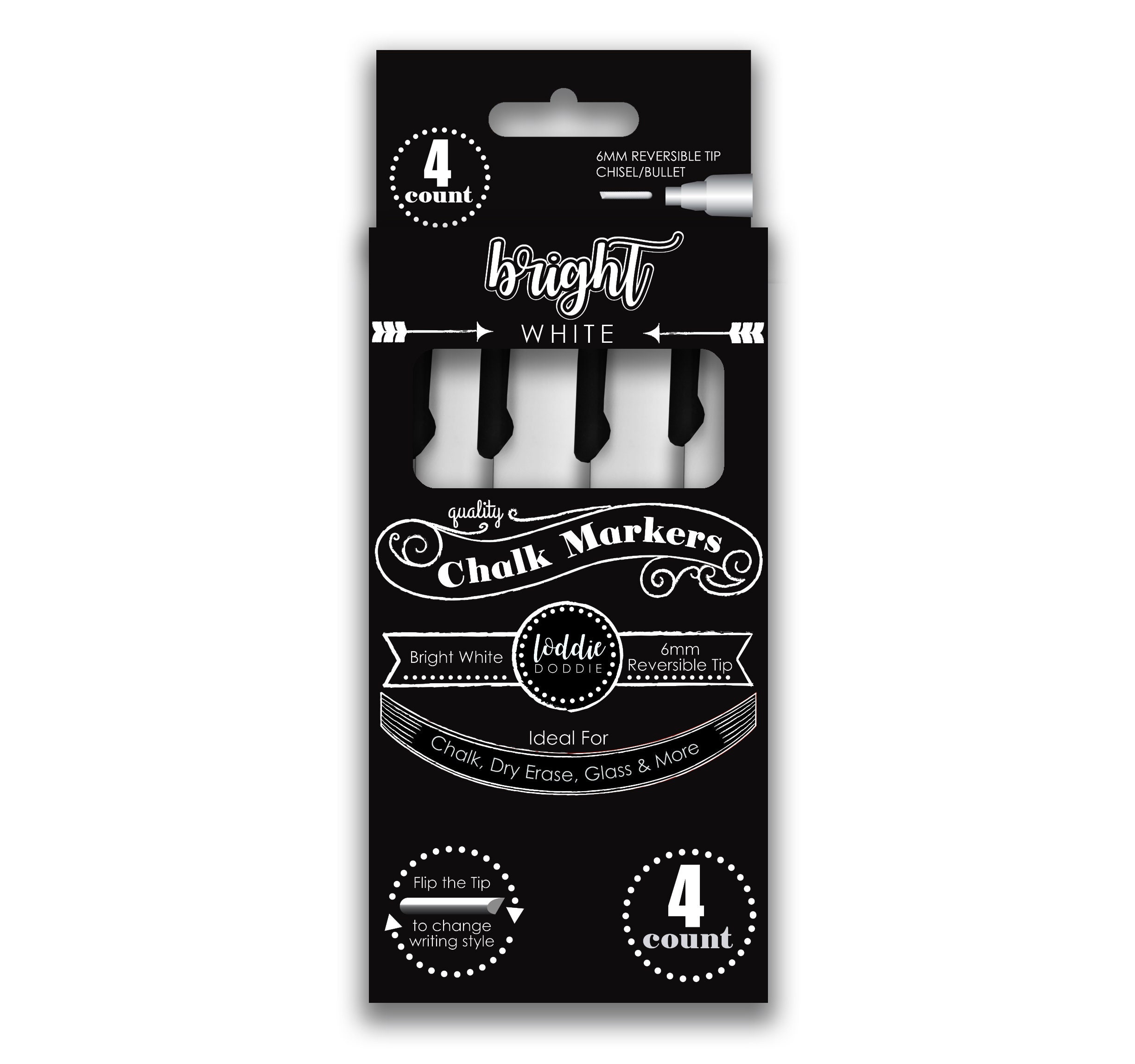 White Chalk Markers Pack of 4 Chalk Markers Liquid Chalk Pens for