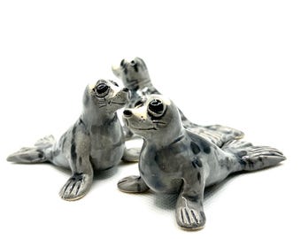 Handmade Tiny Ceramic Seal – Animal Shelf Decor