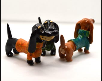 Handmade Ceramic Dachshund/Teckel/Deckel/Dashond Figurine