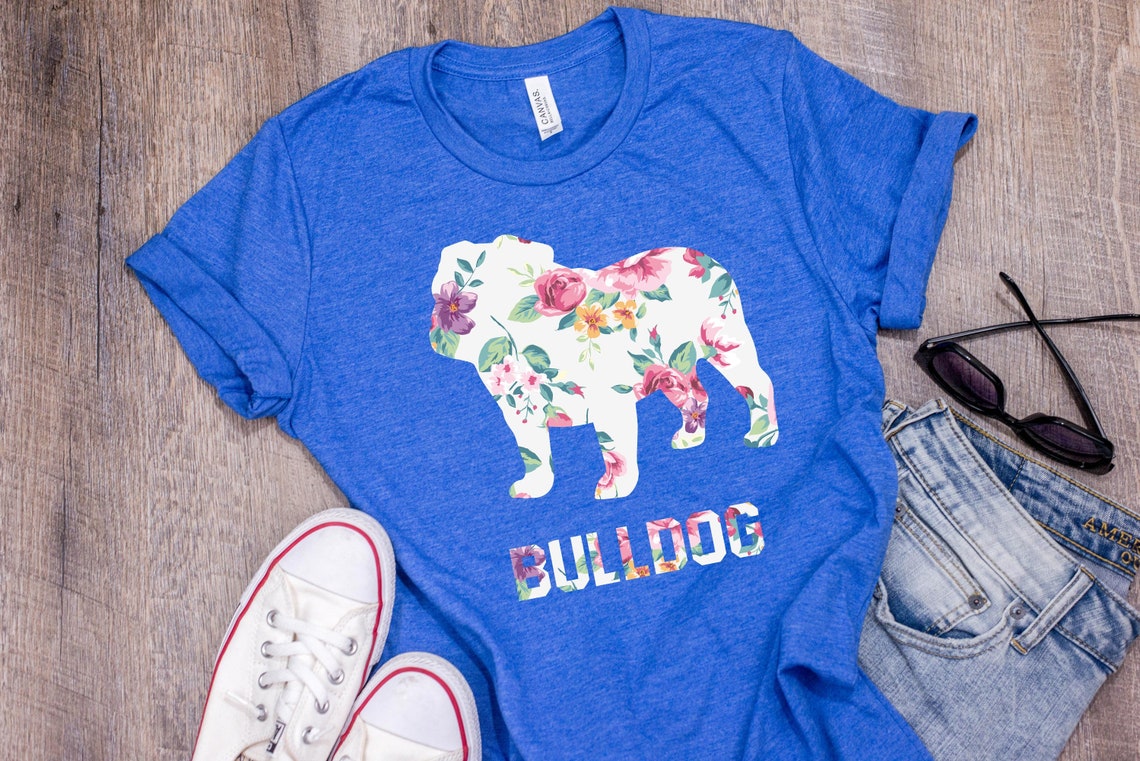Bulldog T Shirt Floral Gifts for English Bulldog Lovers Etsy