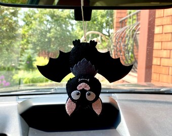 Bat car mirror hanger charm Bat halloween lover gift ornament for car Bat ornament rearview pendant