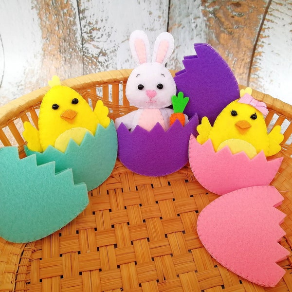 Easter eggs Easter stuffers Easter bunny felt eggs toy easter play set Easter basket filler Easter toys baby Chick toy Easter kids gifts