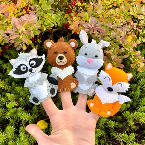 Woodland finger puppets for toddlers Forest felt animals toys Woodland creatures baby toys Felt animals racoon Bear gifts