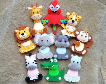 Safari animals felt games finger puppets felt toy baby monkey toy First birthday gift Learning toddler toys montessori New baby gift