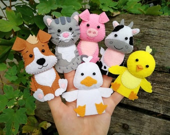 Finger puppets Farm animals toys felt dog Felt cat Felt play set Farm toddler set First birthday gift Duck toy Montessori toddler toys
