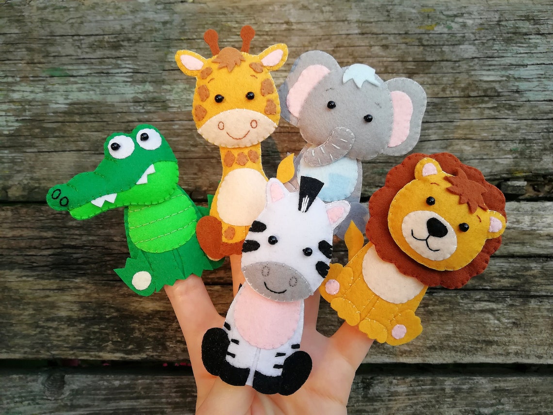 Animales de fieltro Safari animales animales africanos títeres Etsy