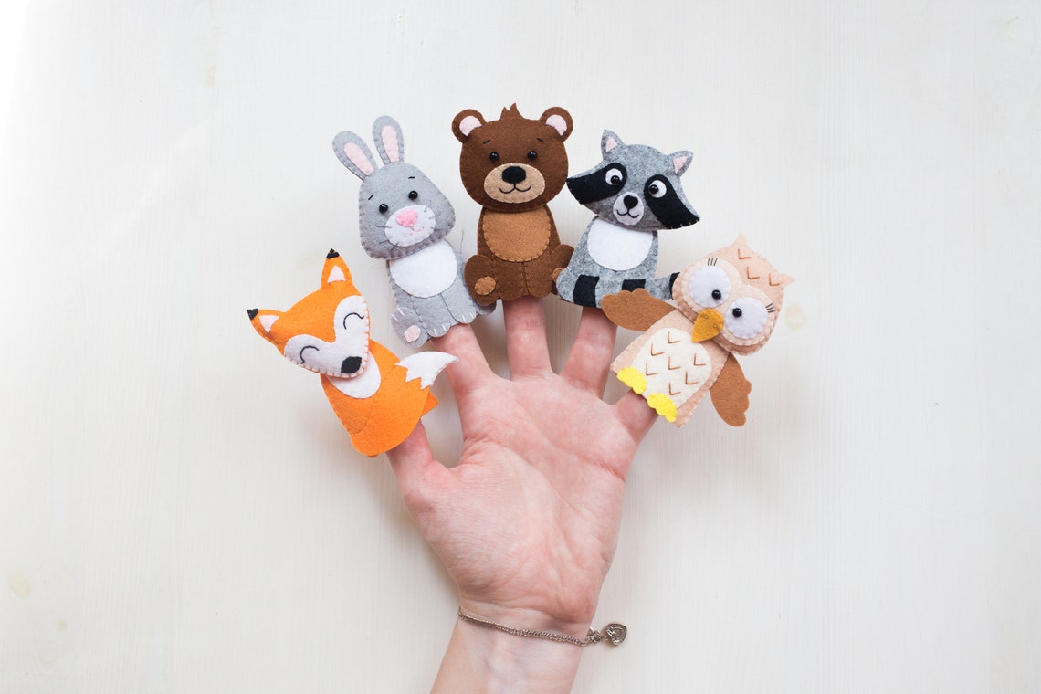 Woodland Animals Finger Puppets Forest Animals Toy Quiet Toys Etsy Canada